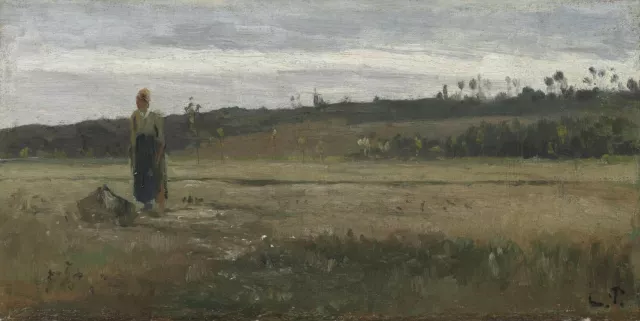 Camille Pissarro - Peasant Woman in Field, La Varenne-Saint-Hilaire 1865 Signed
