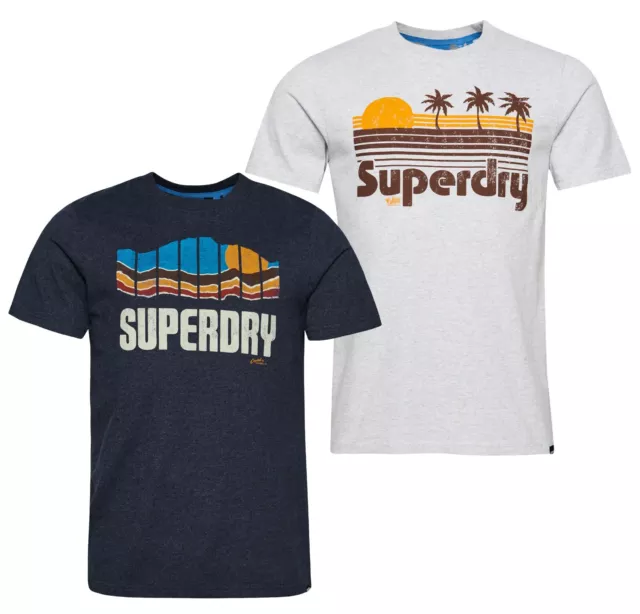 Superdry T-Shirt Short Sleeve Crew Neck Mens Great Outdoors Tee Blue Grey