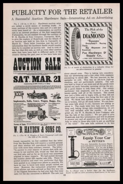 1914 W. B. Hayden & Sons Hardware Cassopolis Michigan 2-Page Article Print Ad