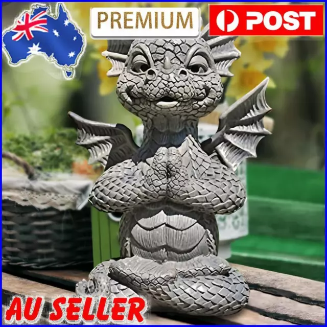 Garden Dragon Statue Large Dragon Figurine with Lamp Meditation Dragon Figurine