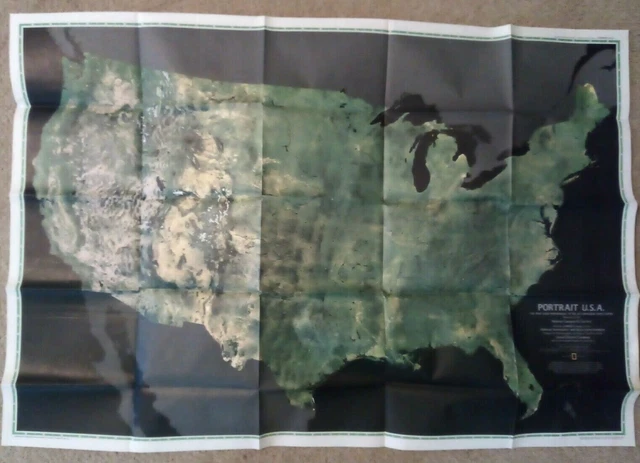 Vintage Map 1976 Portrait U.S.A. National Geographic VG