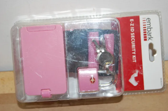 New Pink Embark E-Z ID Security Kit Travel Sentry Certified Lock Tag Strap