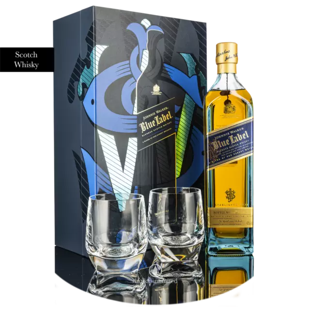 Johnnie Walker Blue Label Scotch Whisky 40% 0,7l mit 2 Gläsern