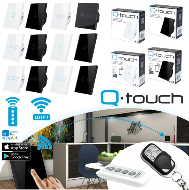 GLAS TOUCH WANDSCHALTER Lichtschalter WiFi Weiß Schwarz Wechselschalter  Dimmer EUR 7,35 - PicClick DE