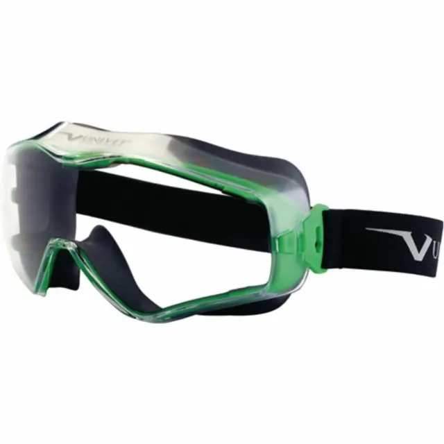 UNIVET Vollsichtbrille 6x3 EN 166,EN 170 Rahmen gunmetallic/grün,Scheibe klar PC
