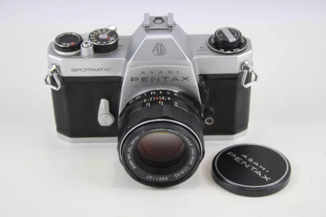 Asahi Pentax SP II SLR Film Camera Mechanically Working w/ 55mm F/1.8 Lens & Box
