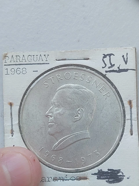 1968 Paraguay Silver 300 Guaranies Coin - T30