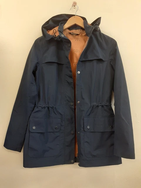 Barbour Drizzel Jacket Original Ladies Waterproof Breathable Coat Navy Hood UK 8