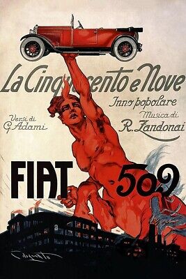 Poster Manifesto Locandina Pubblicità Vintage Automobili Fiat Arredo ufficio