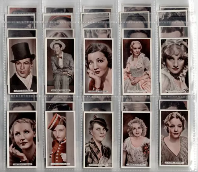 Famous Film Stars Cigarette Cards Full Set of 50 Issued by Ardath in 1934