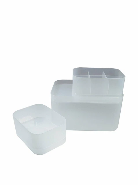 Cajón Organizador JOCCA Cajas Cosméticas, Transparentes, Ahorro de Espacio - Juego de 3