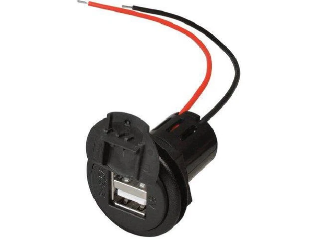 Prise USB F double - 2x 5V2.5A - Noir - Avec couvercle