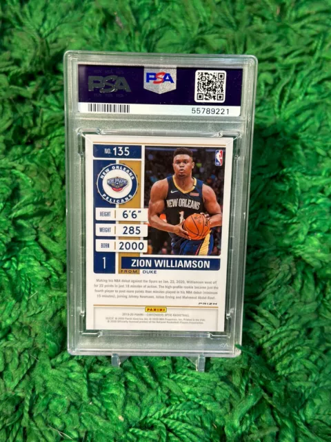 2019-20 Panini Contenders Optic Zion Williamson RC Red Wave Prizm PSA 9 MINT 2