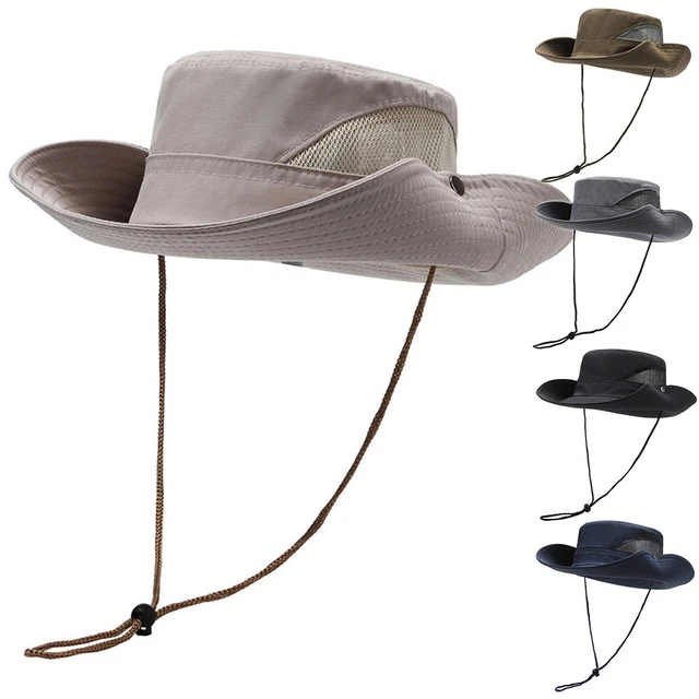 Huakunda Cappello da sole da uomo UPF50+ cappello da spiaggia a tesa larga ad asciugatura rapida all'aperto cinturino regolabile secchio cappelli da pesca per surf in barca, Orange