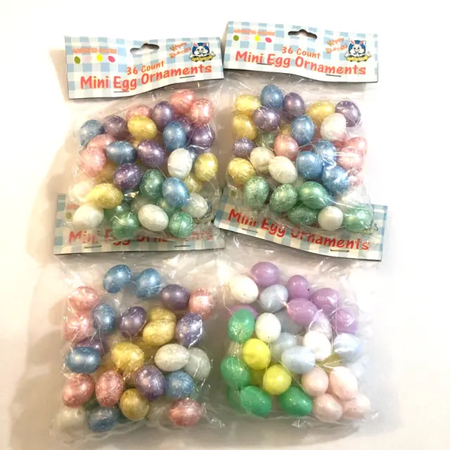 VTG 144 - Mini Miniature Plastic Blow Mold Pastel Easter Tree Egg Ornaments NOS