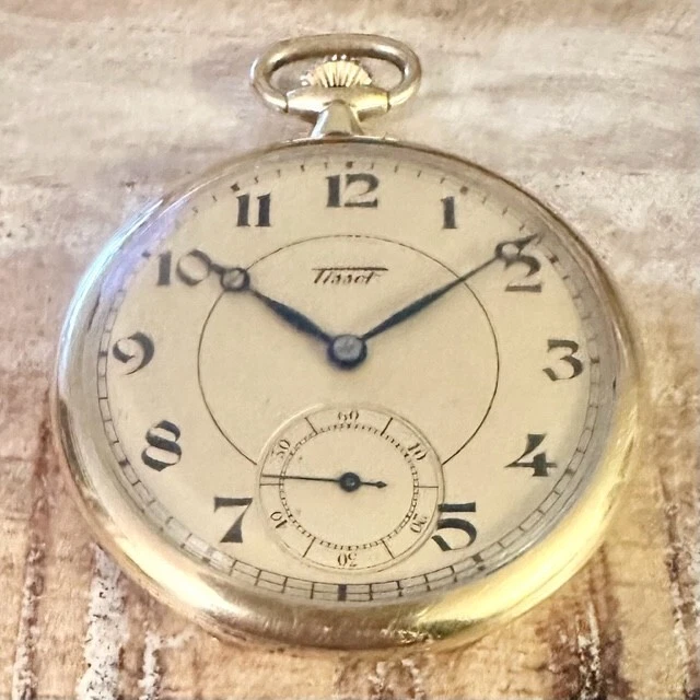 VINTAGE TISSOT POCKET Watch 15 JEWELS Swiss Gold Hallmark Good Working