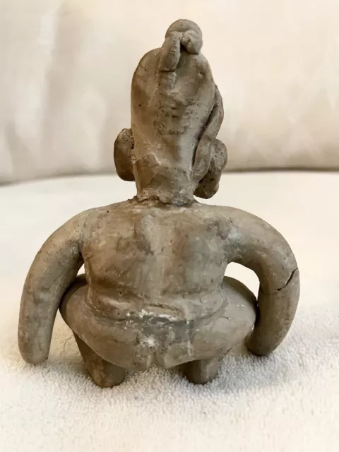 Pre Columbian Ceramic Crouching Male Figure Jalisco Mexico 300BC - 300AD COA 3