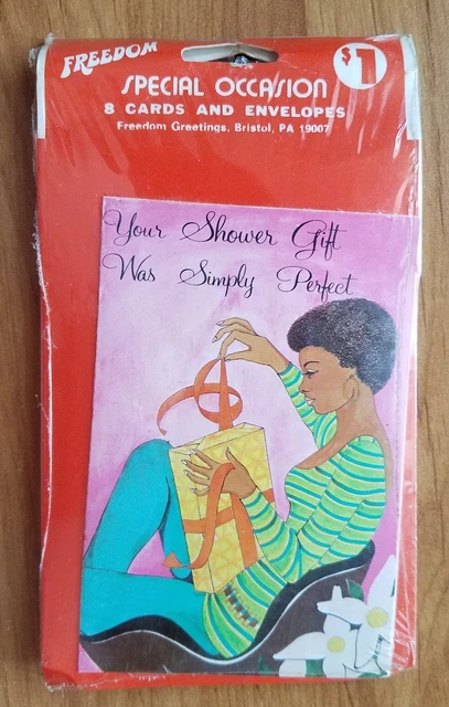 Vtg 1970s Freedom Greetings Shower Gift Thank You  Pac of 8 Sealed Made In USA
