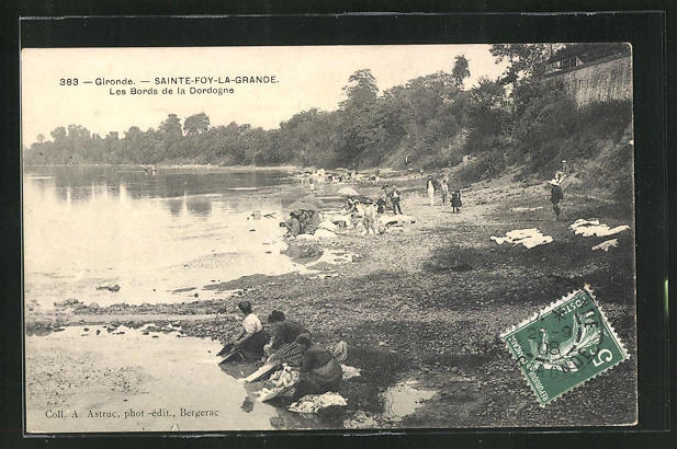 CPA Sainte-Foy-la-Grande, Les Bords de la Dordogne 1908