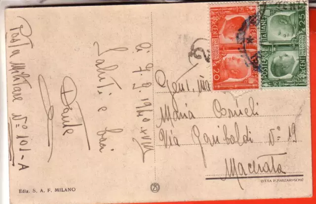 Cartolina   Caserta  Fp  Viaggiata  1940  Saluti A Grande Velocita'  Occasione 2