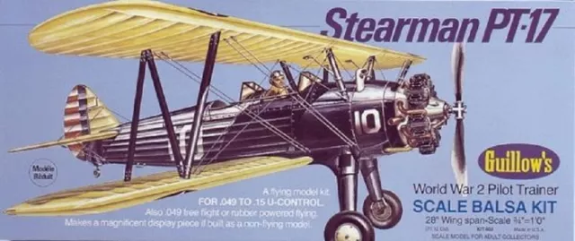 Krick Gummimotormodell Stearman PT-17 Doppeldecker Flugzeug