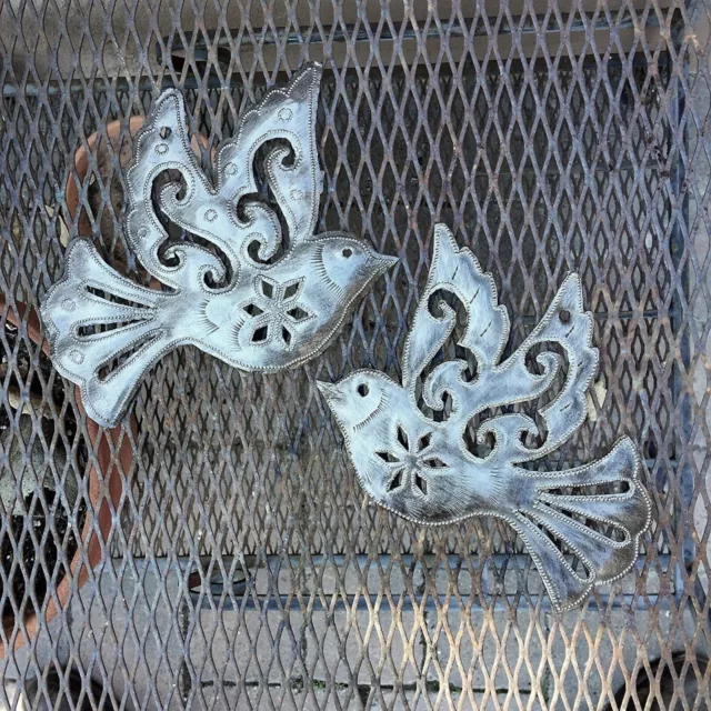 Dove, Flying Birds, Metal Art Haiti, Engraved Inspirational Wall Art (Set Of 2)