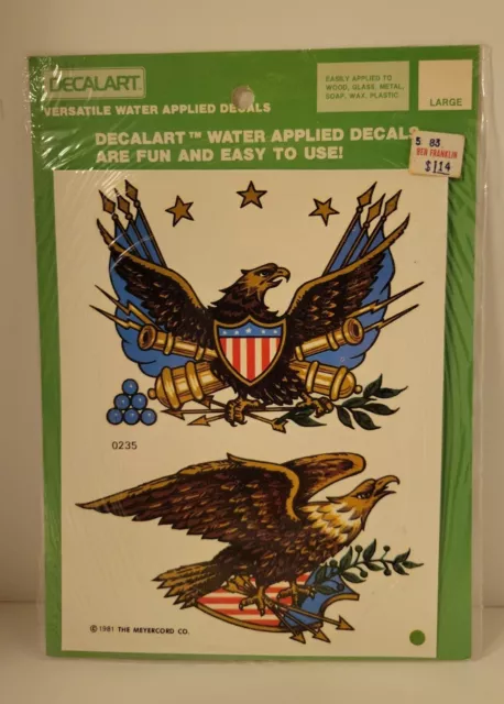 Calcomanías vintage 1981 Meyercord Patriotic American Eagle #0235