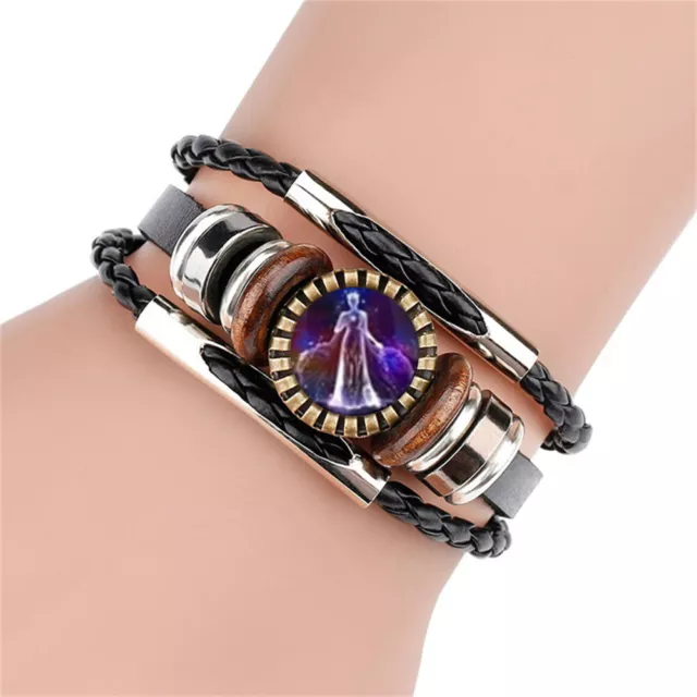 12 Constellation Braided Bracelet Glass Bangle Men Women Jewelry (Virgo) 3