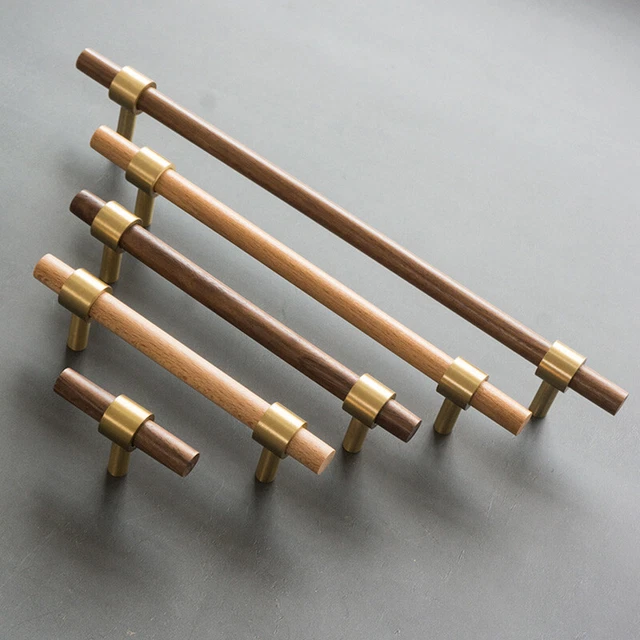 Wooden Cabinet Handles  Pulls Brass Kitchen Cupboard Furniture Drawer Door Knobs