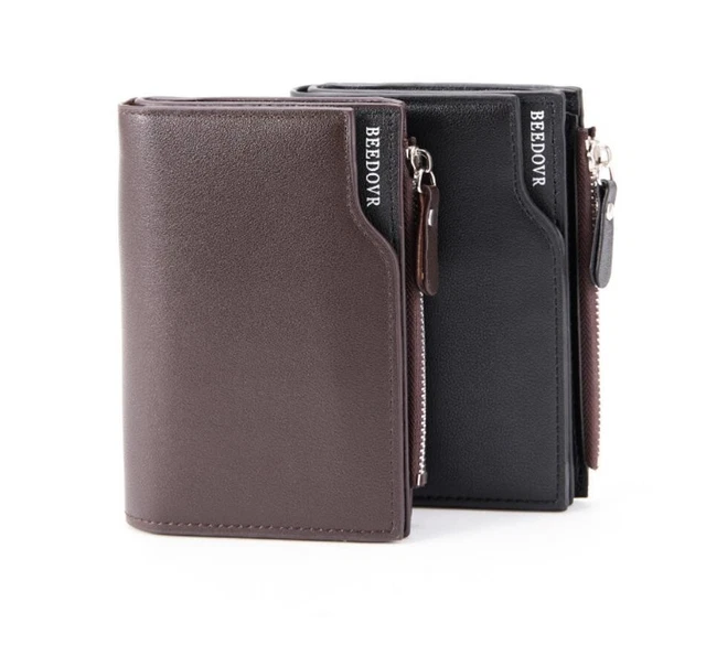 Portefeuille Homme Compact Vertical En Simili Cuir (PU) - Multi-cartes, Noir, Neuf étiqueté