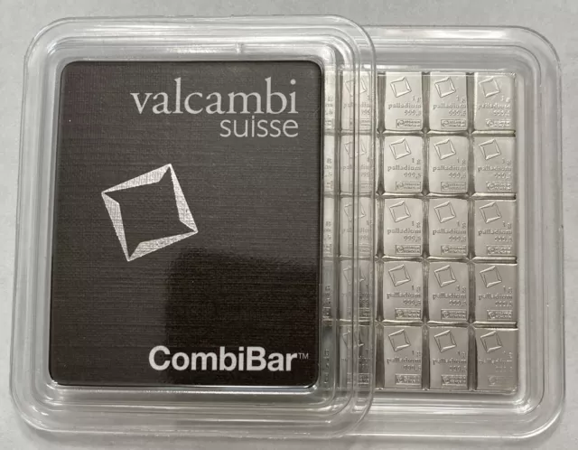 1 gram Palladium Bar from Valcambi 50 x 1g CombiBar .9995 Fine