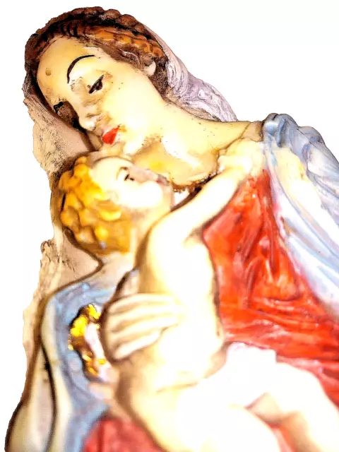 Religiöse Volkskunst Wachsrelief Maria mit Kind Madonna Antik Wachsbild Wandbild