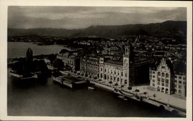 Zürich Schweiz alte Postkarte ~1930/40 Blick auf den Stadthausquai alte Häuser