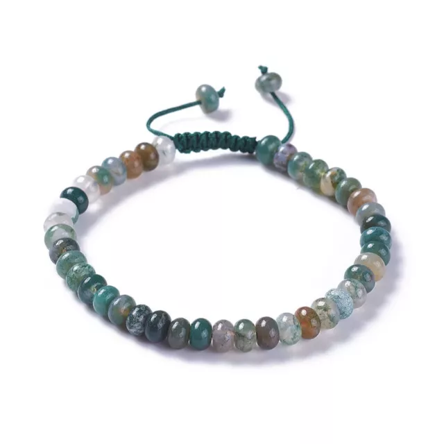 Natural Adjustable Moss Agate Braided Macrame Cord Bracelet UK