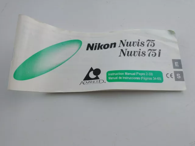 NIKON NUVIS 75 & 75i 35mm ACP CAMERA INSTRUCTION MANUAL -ENGLISH & SPANISH TEXT