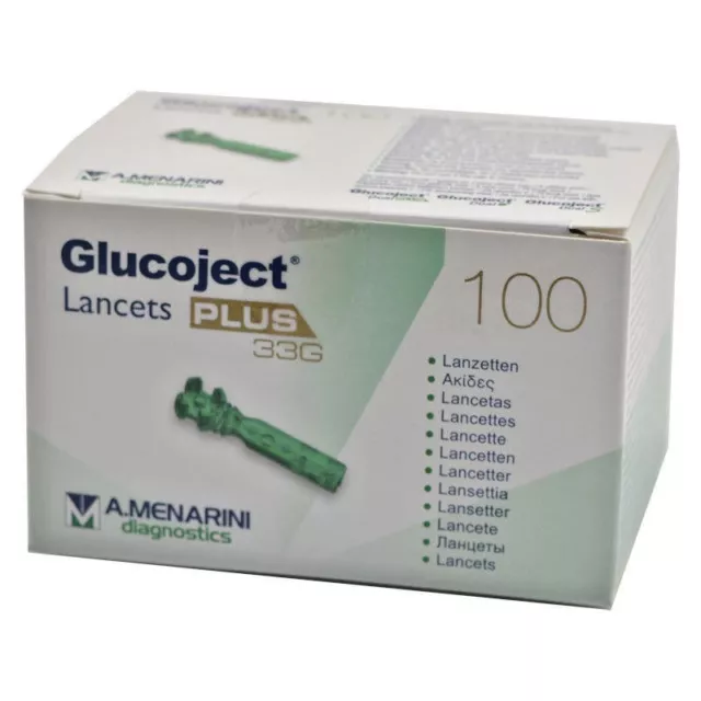 Glucoject Lancets Plus 33 Gauge Box of 100 For Glucomen **BRAND NEW & SEALED**
