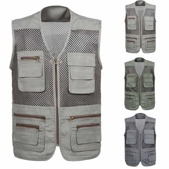 Canotta Multi-Tasca Uomo Uomini'S Gilet Outdoor Patchwork Rete Traspirante