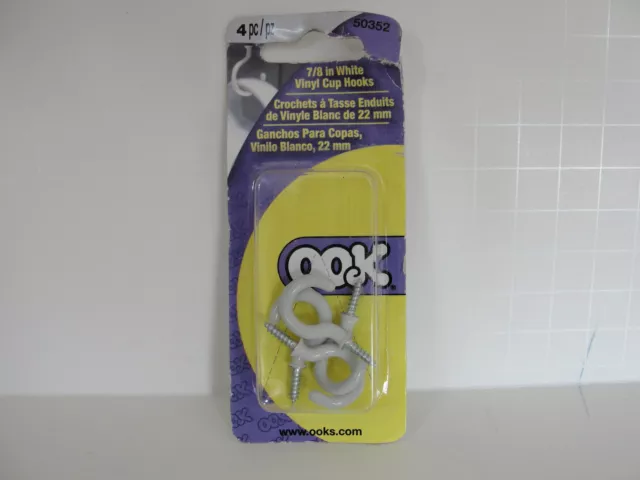 Hilman Group OOK 7/8" White Vinyl Cup Hooks, 4 pc, #50352 *New*