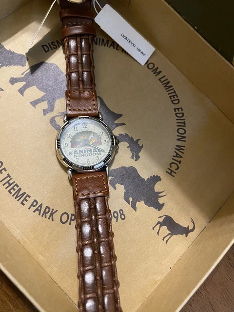 DISNEY ANIMAL KINGDOM Watch Park Logo Dial Leather Strap Limited Ed ...