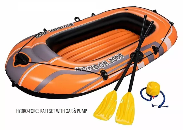 Bestway Hydro-Force Raft Set Kondor 2000 Inflatable Beach Boat With Oar & Pump