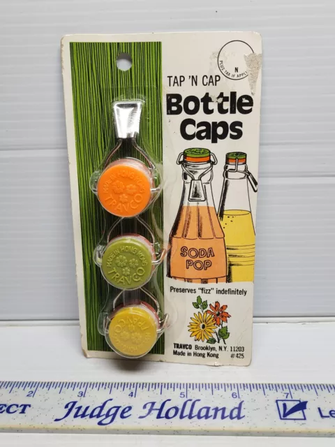 Vintage Travco Soda Beer Bottle Replacement Caps New On Card