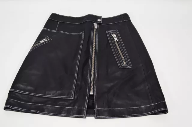 Iro Black Lambskin Leather Mini Skirt Zip Size 36