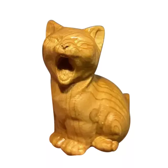 Geschnitzt Holzfigur Desktop Ornament Katze Figur aus Holz  Miniatur Skulptur·