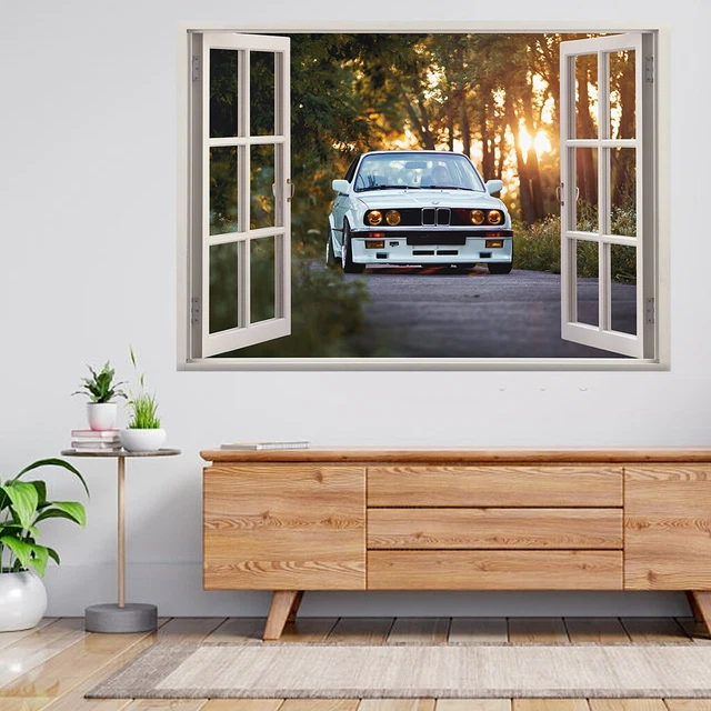 BMW E30 CLASSIC M3 Sports Car 3d Window View Wall Sticker Poster Decal