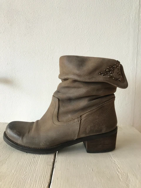 Chaussures Bottines Cuir Gras "Estrosa" Taupe Pointure 37 - Bon Etat