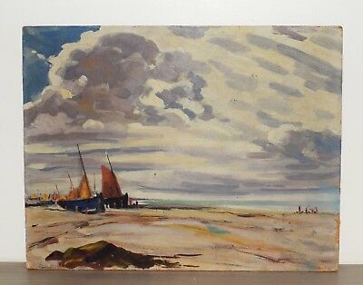Tableau marine CHEVALARD Peinture l'huile paysage bord de mer bateau Douarnenez