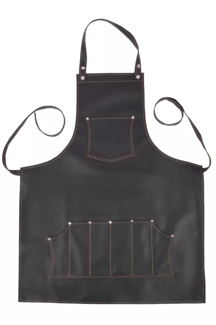 New Professional Black Leather Hairdressing Barber Apron Cape Barber Hairstylist 3