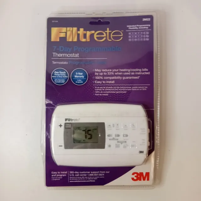 Filtrete Model 3M22 Thermostat 7 Day Programmable Energy Saver Easy Install