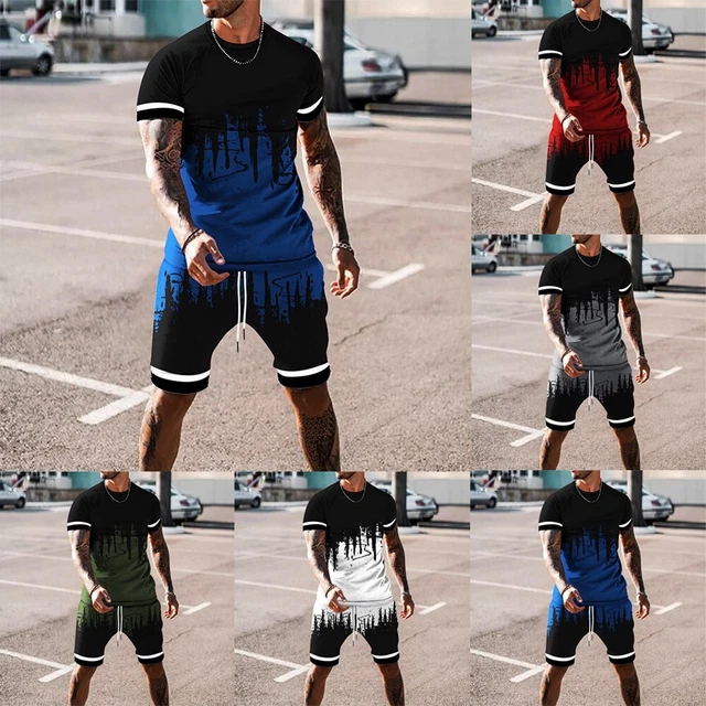 Da Uomo Estivi Vestito 2 Pezzi/Set Felpa T-Shirt E Pantaloncini