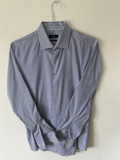 Hugo Boss Dress Shirt Mens 16.5 34/35 Striped Slim Fit